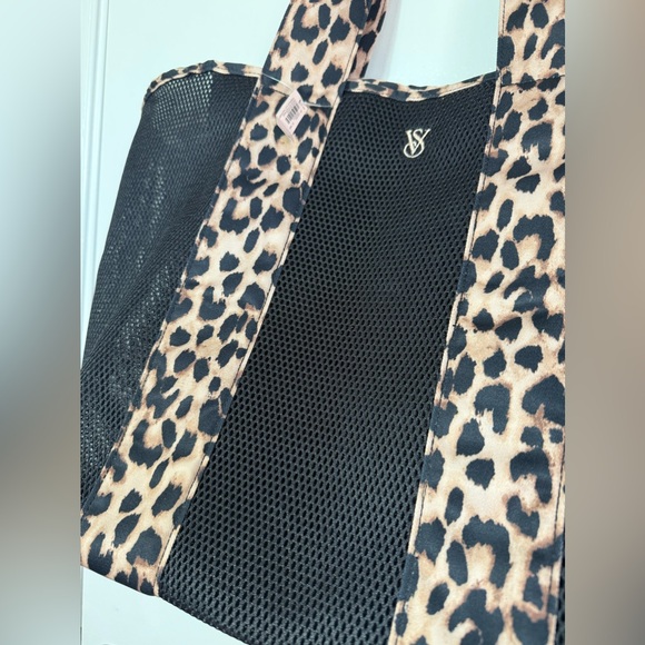 Victoria’s Secret mesh shopper with leopard accent cheetah  handles - Picture 2 of 8